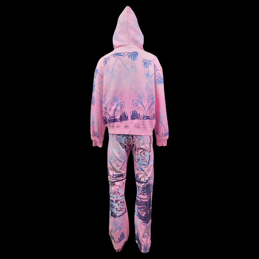 #15 + #16 Icy Pink Space Dust (Sweatsuit, Acid Wash, Large)
