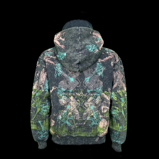 #1563 - Cosmic Phantom (Acid Wash Double Hood Zip, S)
