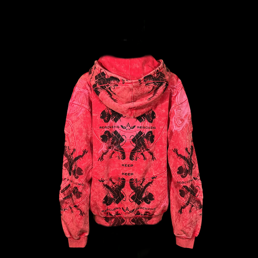 #1596 - Approaching Red Sun (Acid Wash Fleece Zip, 2XL)