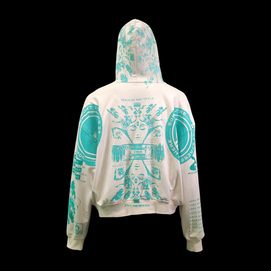 #9 Cream Moon Astro (Medium, Crop Hoodie)