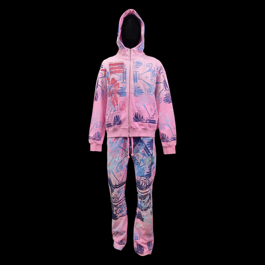 #15 + #16 Icy Pink Space Dust (Sweatsuit, Acid Wash, Large)