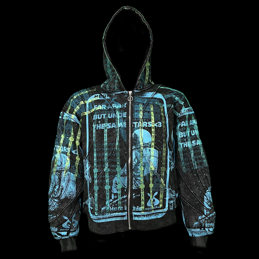 #1544 - Digital Rain (Acid Wash, Fleece, Zip, S)