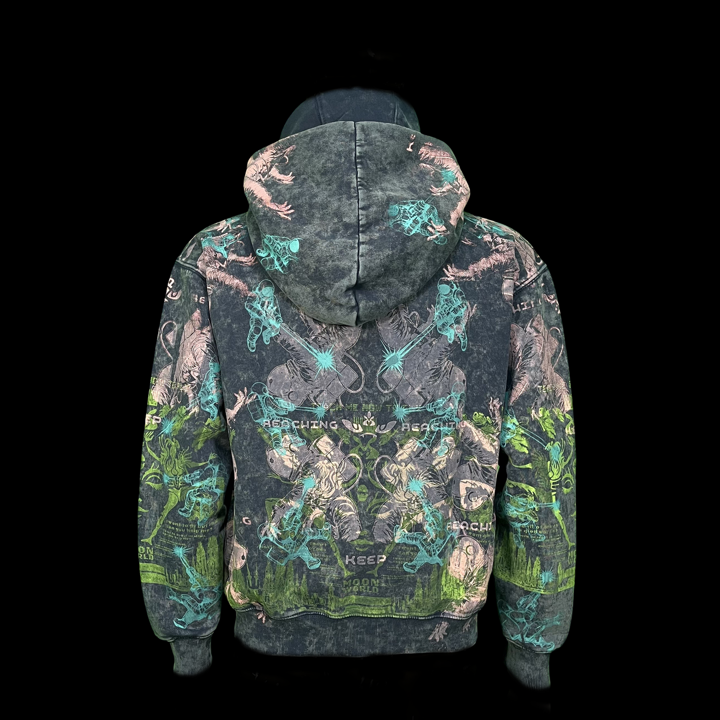 #1563 - Cosmic Phantom (Acid Wash Double Hood Zip, S)