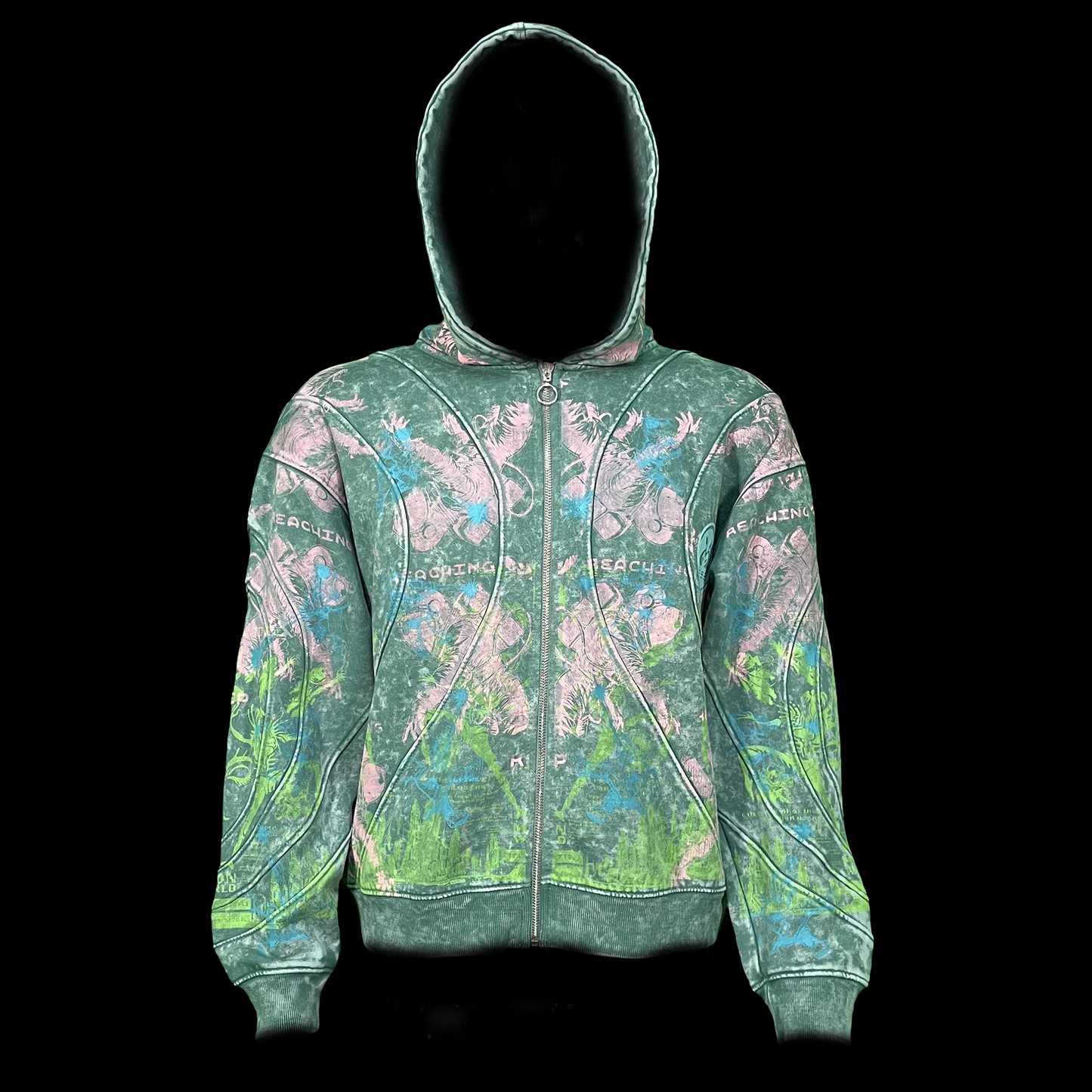 #1565 - (Acid Wash Ridge Hoodie Fleece Zip M)