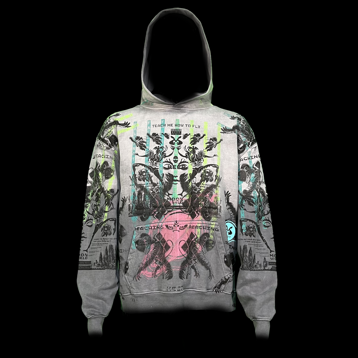 #1597 - Inspired Charcoal  (Acid Wash Fleece Pull Over, L)