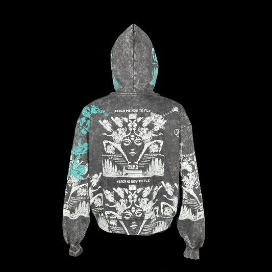 #772 Obisidian Wings [S] (Acid Wash Crop Zip)