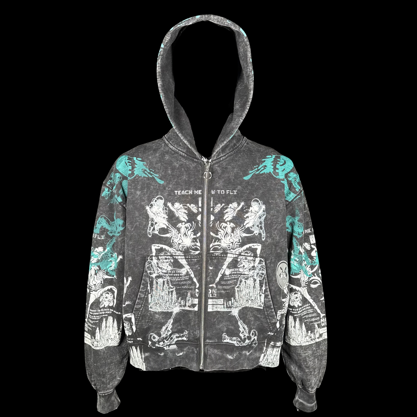 #772 Obisidian Wings [S] (Acid Wash Crop Zip)