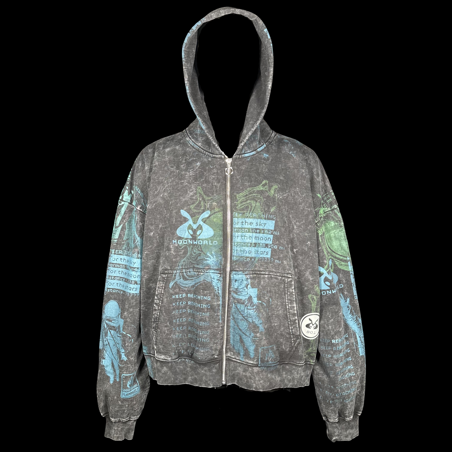 #801 Onyx Transmission [XL] (Acid Wash Crop Zip)