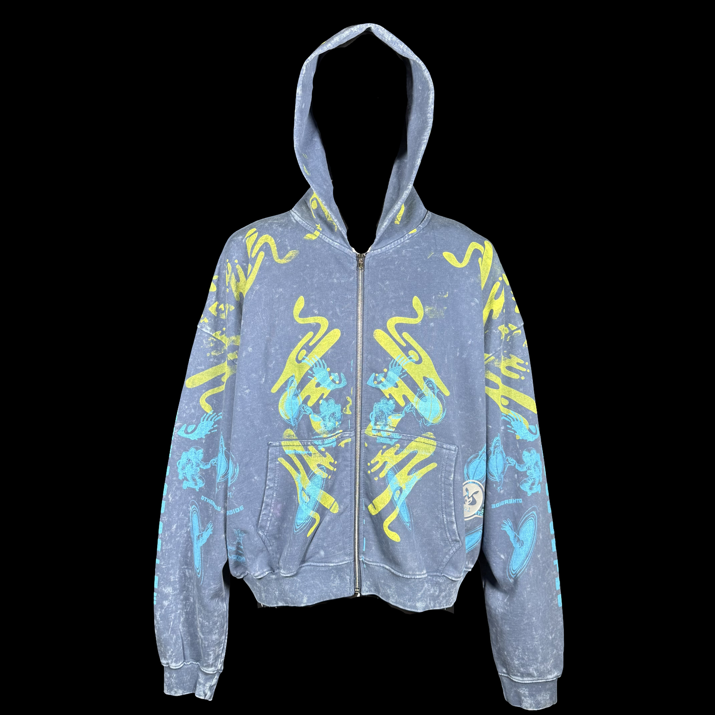 #841 Electric Space Eel [XL] (Acid Wash Crop Zip)