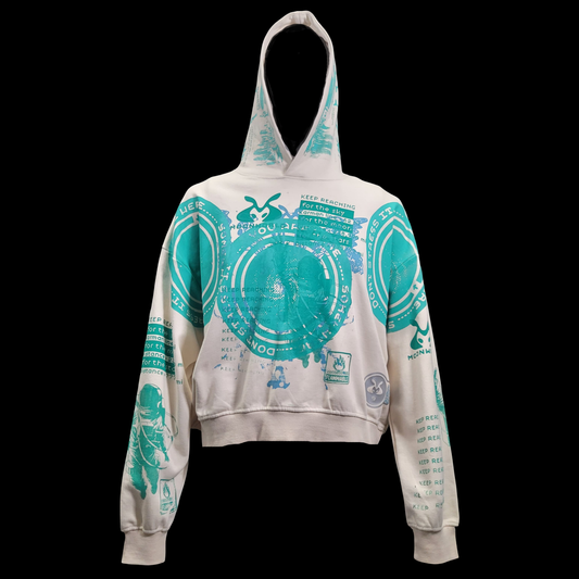 #9 Cream Moon Astro (Medium, Crop Hoodie)