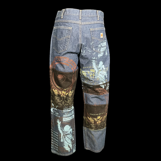 Moonworld X Athene Bytes #1601 - Starship Explorer (Upcycled Denim Pants Size 34W 32L)