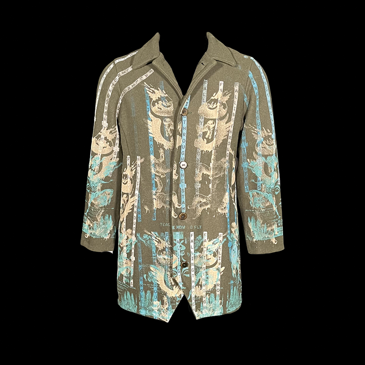 #1719 - Rain of the Emerald Stars (Custom Wool Fleece Trench Size S)